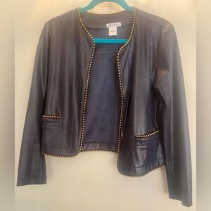 Navy Blue Studded Cropped Jacket